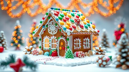 Colorful Gingerbread House, Festive Dessert, AI Photo, Holiday Decor, Sweet Treat, Christmas Cookies, Gingerbread Cookies, 