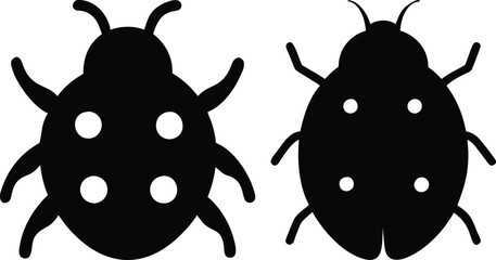 Ladybug icon and logo silhouette set vector art and using black color illustration design