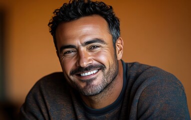 man smiling with sweatshirt in color background