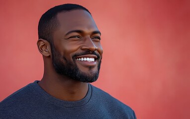 Fototapeta premium man smiling with sweatshirt in color background