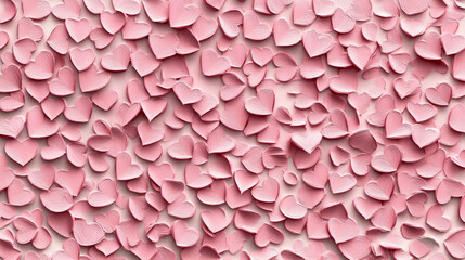 Fototapeta premium Monochrome hearts doodle showcases intricate patterns of pink hearts against a soft background