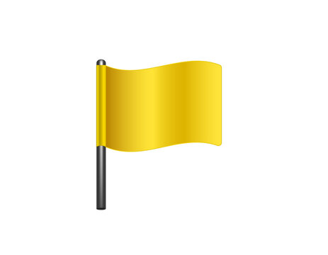 A bright yellow flag gently waving on a pole. perfect for themes of caution or positivity.