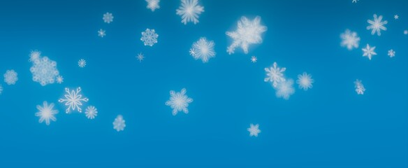 Winter Snowflakes Falling on Blue Sky