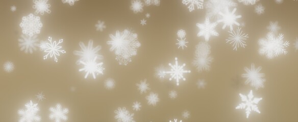 Winter Wonderland: Snowflakes Falling on a Tan Background