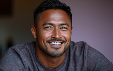 Obraz premium man smiling with sweatshirt in color background