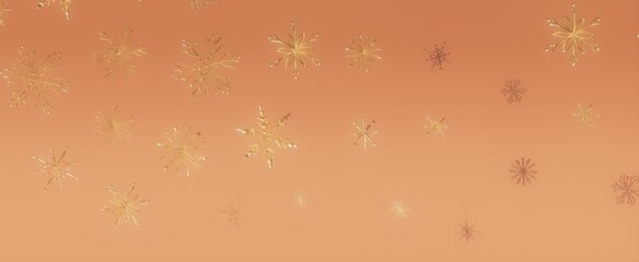 Golden Snowflakes on an Orange Background