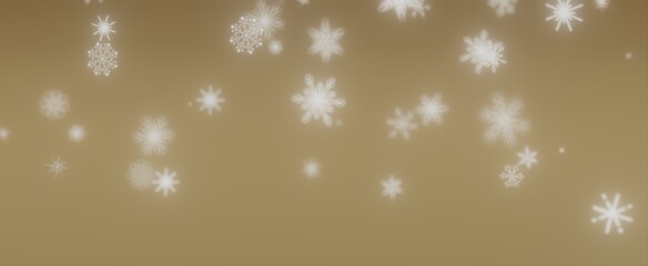 Falling Snowflakes on a Golden Background