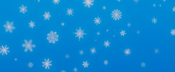 White Snowflakes on Blue Background