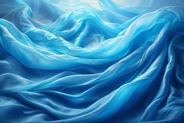 Obraz premium A close-up view of blue fabric, which appears to be flowing like water or waves.