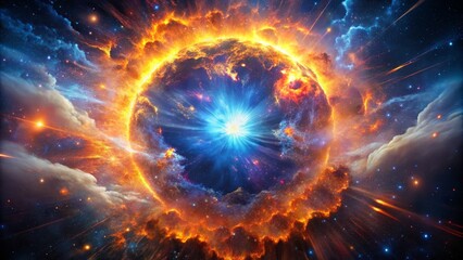Obraz premium Supernova Explosion: Cosmic Fireworks, Celestial Event, Star Death, Nebula 