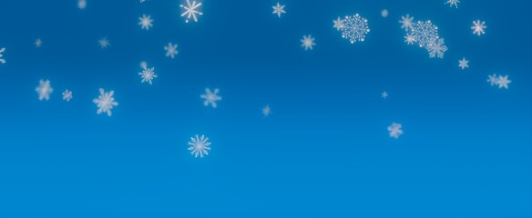 White Snowflakes Falling on Blue Sky