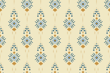 Ikat seamless pattern. Native ornament. Ethnic  decor style. It Boho geometric ornament. Vector seamless pattern. Mexican blanket, rug. Woven carpet