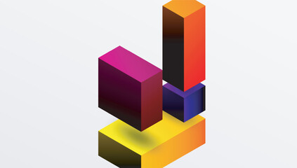 Sleek abstract design featuring isometric 3D blocks in a clean, modern composition. Perfect for tech-inspired themes, with vibrant colors and geometric precision
