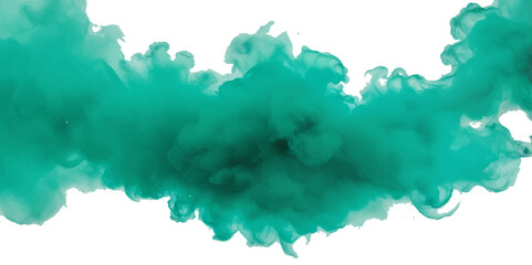 Beautiful sky blue smoke plume isolated on transparent background. bright paint color powder festival background.