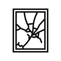 shattered mirror fracture line icon vector. shattered mirror fracture sign. isolated contour symbol black illustration