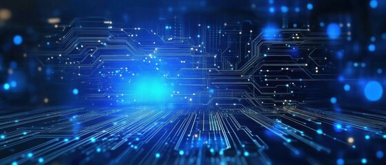 Fototapeta premium Abstract Futuristic Technology Background: Glowing Circuit Board Design