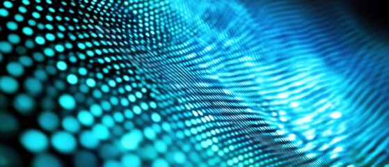 Abstract Blue Digital Wave Background with Glowing Particles