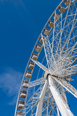 Ferris Wheel In Hungary Budapest. Erzsebet Square, St. Stephen's Basilica, Andrassy Street. Budapest Eye