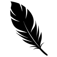 Animal feather icon silhouette, Single feather art vector, Vector of single animal feather shape, Vector illustration