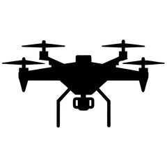 Drone icon silhouette, Single drone art vector, Vector of single drone black shape, Vector illustration