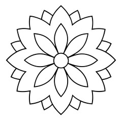 Beautiful flower mandala outline silhouette, Single mandala outline art vector, Vector of single flower mandala outline shape, Vector illustration