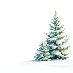 Fototapeta premium Snowy Evergreen Trees in White Winter Landscape with Soft Light