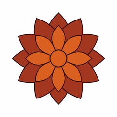 Colorful flat flower mandala design silhouette, Single mandala art vector, Vector of single flower mandala, Vector illustration