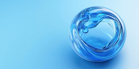Smooth Blue Wave in Glass Sphere
