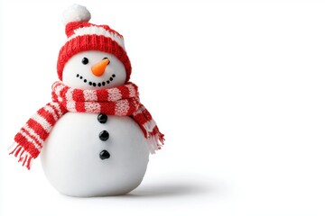 Cheerful Snowman with Red Scarf and Hat for Winter Celebrations