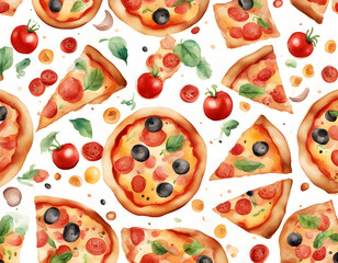 Transparent Pizza creative watercolor background
