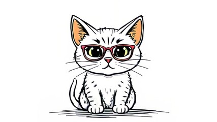 Doodle Cat Outline Logo - Hand Drawn Sketch Art - Animal Illustration