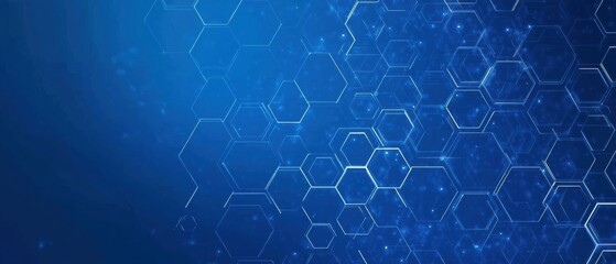 Abstract Blue Hexagon Network Technology Background Image