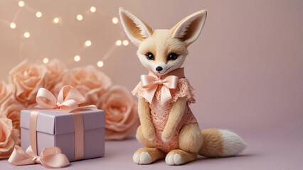 A Dreamy Fennec Fox in Pastels: Love and Elegance Wrapped in a Gift/