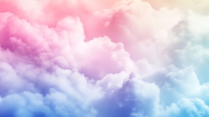 Heart made of clouds in the sky, with pastel colors, love concept,beautiful colorful valentine day heart in the clouds as abstract background, with copy space