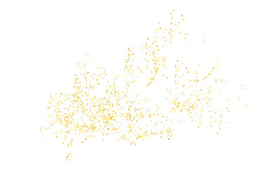 Horizontal wavy strip sprinkled with crumbs golden texture. Background Gold dust on a white background. Sand particles grain or sand. Vector backdrop golden path pieces grunge for design illustration