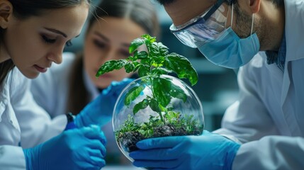 A group of scientists conducting research on environmental sustainability with a farsighted vision for the planet