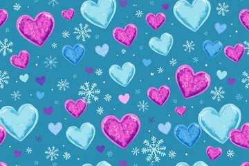 Winter Hearts Seamless Pattern 