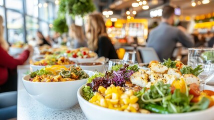 Obraz premium Delicious Salad Bowls at a Restaurant Buffet