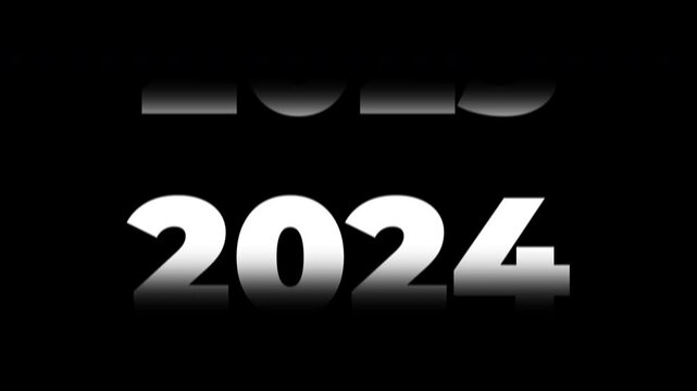 Scrolling Timeline 2025 Text Animation on Black Background. Festive design for New Years Eve celebration. Perfect for holiday graphics.