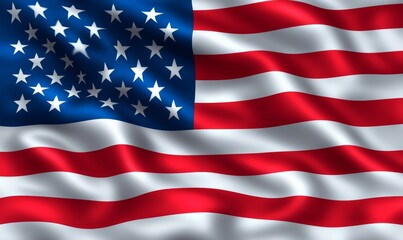 Fototapeta premium Close up studio shot of United States flag in high definition detail, USA