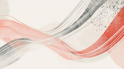 Obraz premium Abstract Wavy Lines in Red and Gray.