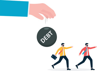 Debt try catch business team run. Illustration For Wallpaper, Banner, Background, Book Illustration, And Web Landing Page.

