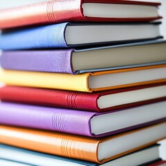 Stack of colorful hardcover books.