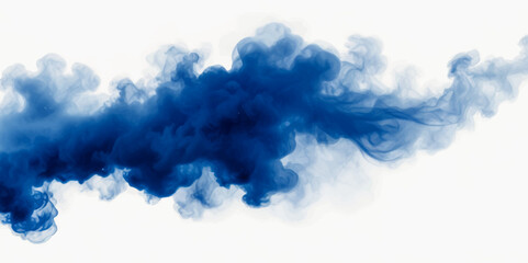 Beautiful blue smoke plume isolated on transparent background. bright orange paint color powder festival background.	
