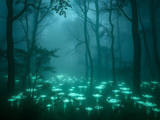 Obraz premium Halloween Tree in Underwater Ocean Scene with Fish and Coral