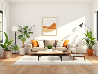 Obraz premium Modern living room with sofa and stylish furniture