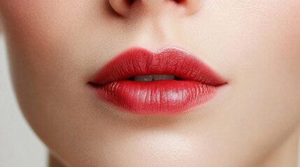 Obraz premium Close up portrait of a woman with beautiful lips and flawless skin