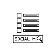 Social Media Search Outline Icon with search slider.