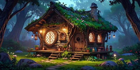 Obraz premium house fairy in the forest