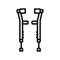walking crutches fracture injury line icon vector. walking crutches fracture injury sign. isolated contour symbol black illustration
